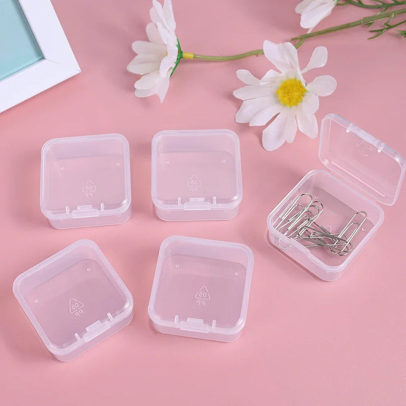 60/6PCS Mini Storage Box Transparent Square Plastic Box Earrings Jewelry Packaging Storage Small Square Box Jewelry Organizer