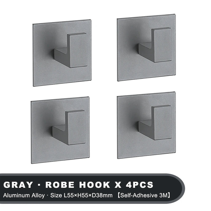 1-4Pcs Strong Adhesive Wall Hook Sticker Hanging Coat Rack Clothes Hanger Shower Robe 3M Hook Kitchen Bathroom Towel hooks Black
