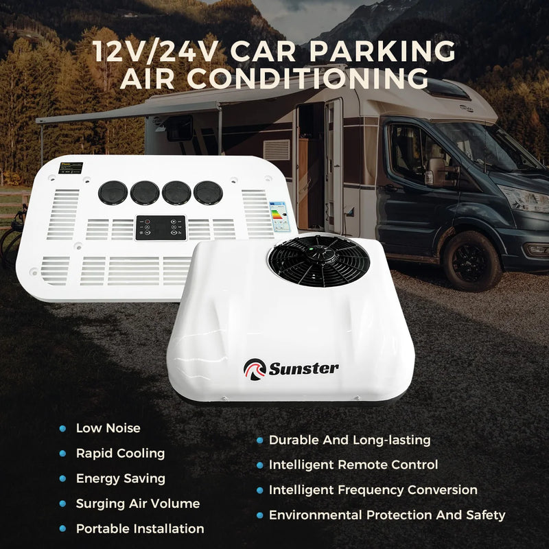 12V 24V RV Air Conditioner Rooftop Air Conditioner for Cooling Easy-to-install RV DC Unit for RVs Camper Trucks CaravanEtc.