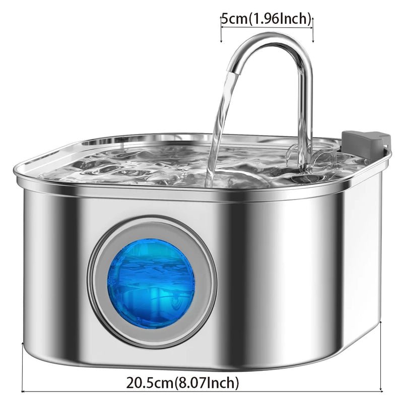 3.2L Stainless Steel Pet Water Feeder Auto Cat Fountain Smart Dog Water Dispenser Visual Window Drinking Bowl Pet Accessories