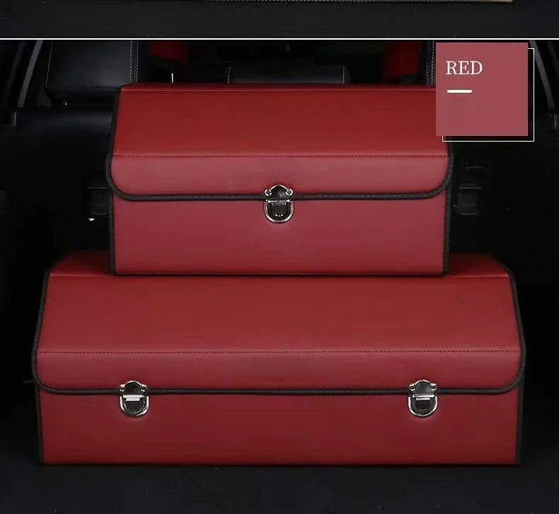 Car Trunk Organizer Organizers And Storage Suv Faux Leather Foldable Trunk Multi-Compartment Adjustable Auto Grocery Storage Box