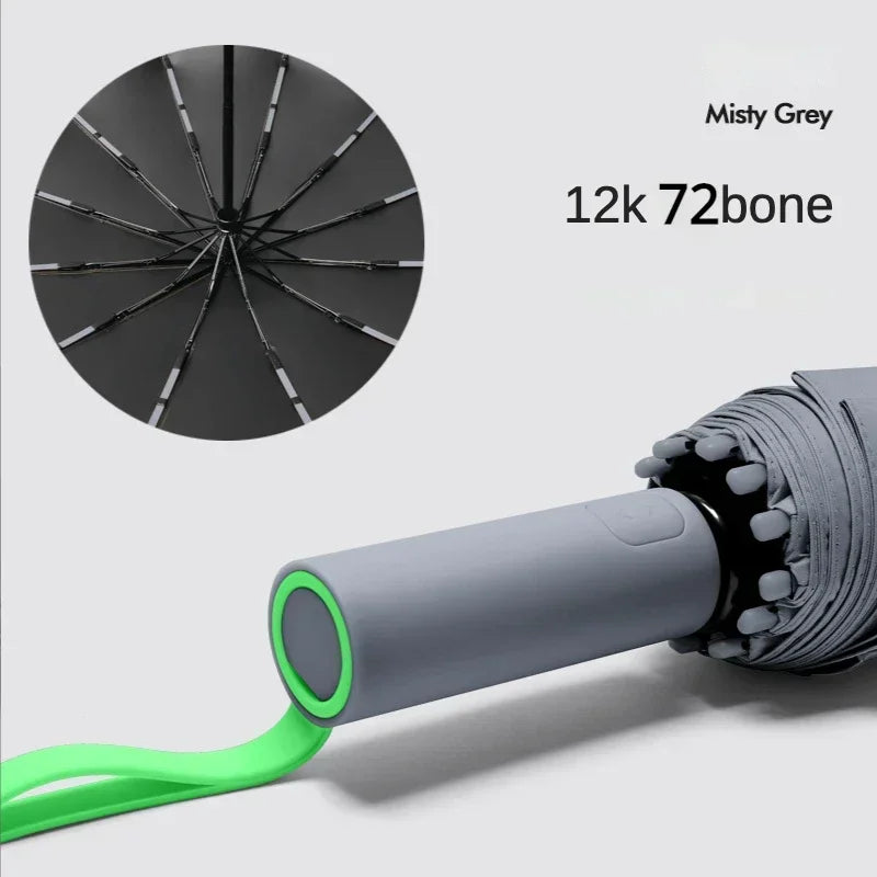 Windproof Strong Automatic Folding Umbrella 72 Reinforced Fiberglass Ribs, UV 50+ Sun & Rain Protection Umbrellas for Men Women