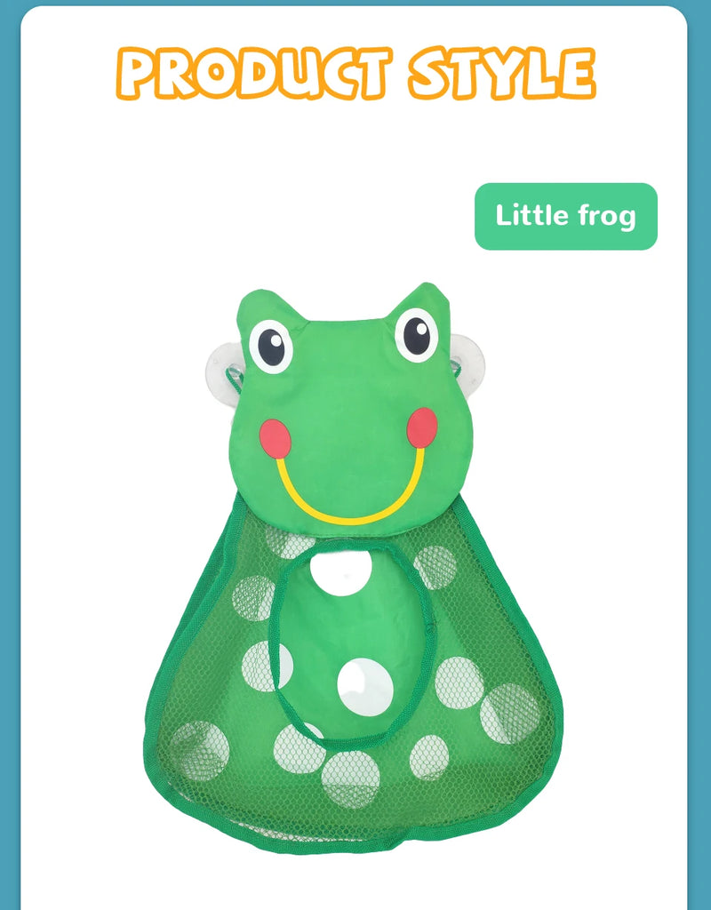 Baby Bath Toys Cute Duck Frog Mesh Net Toy Storage Bag Strong Suction Cups Bath Game Bag Bathroom Organizer Water Toys for Kids