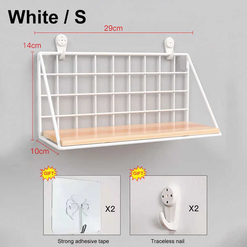 Wall Mounted Shelves Without Drilling Wood Hanging Shelf For Living Room Bedroom Storage Basket Wall Decoration Rack Organizers