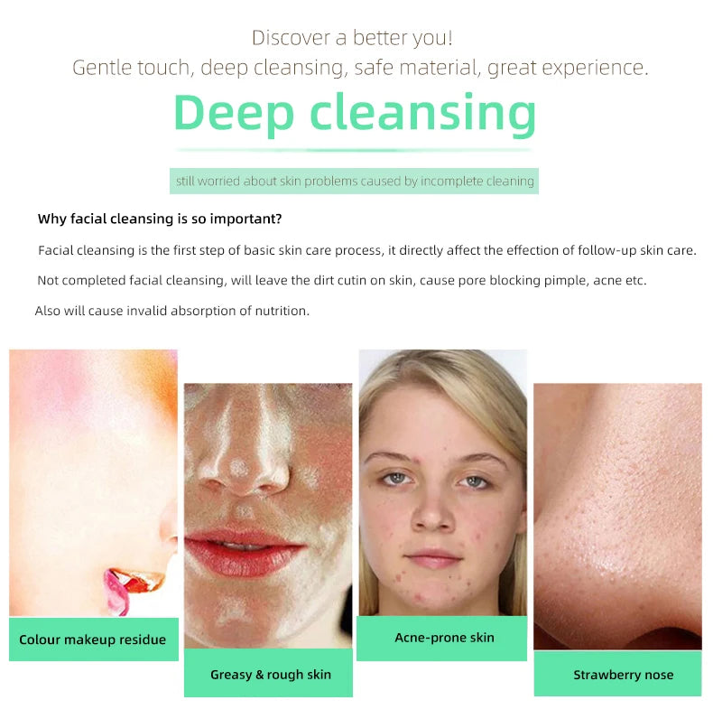 4 in 1 Electric Facial Cleansing Brush Sonic Waterproof Rotate Rechargeable Face Cleaning Device Pore Cleaner Skin Care Tool