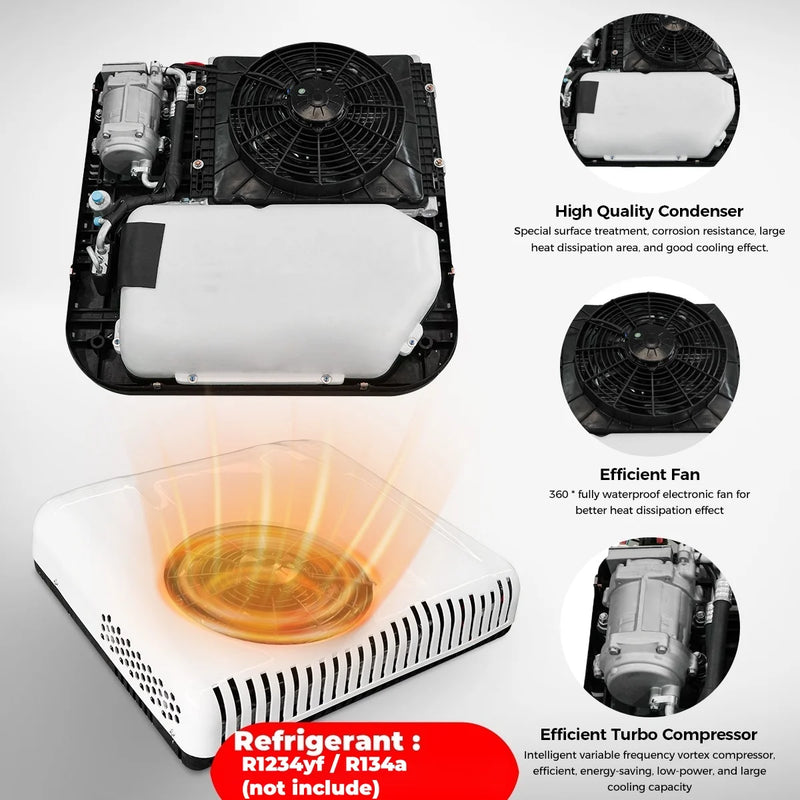 12V 24V RV Air Conditioner Rooftop Air Conditioner for Cooling Easy-to-install RV DC Unit for RVs Camper Trucks CaravanEtc.