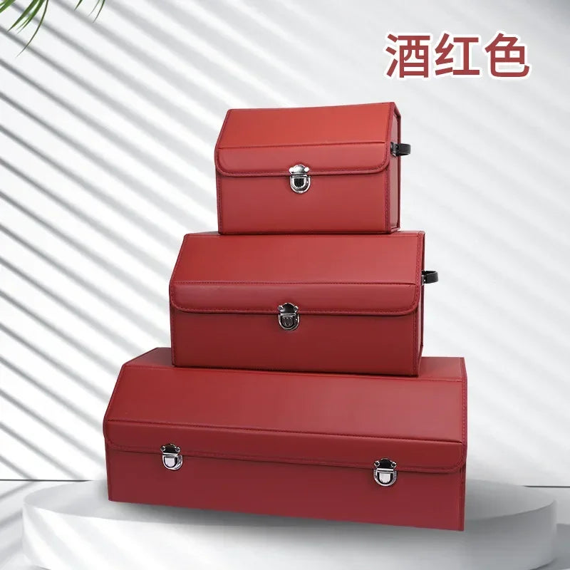 Car Trunk Organizer Organizers And Storage Suv Faux Leather Foldable Trunk Multi-Compartment Adjustable Auto Grocery Storage Box