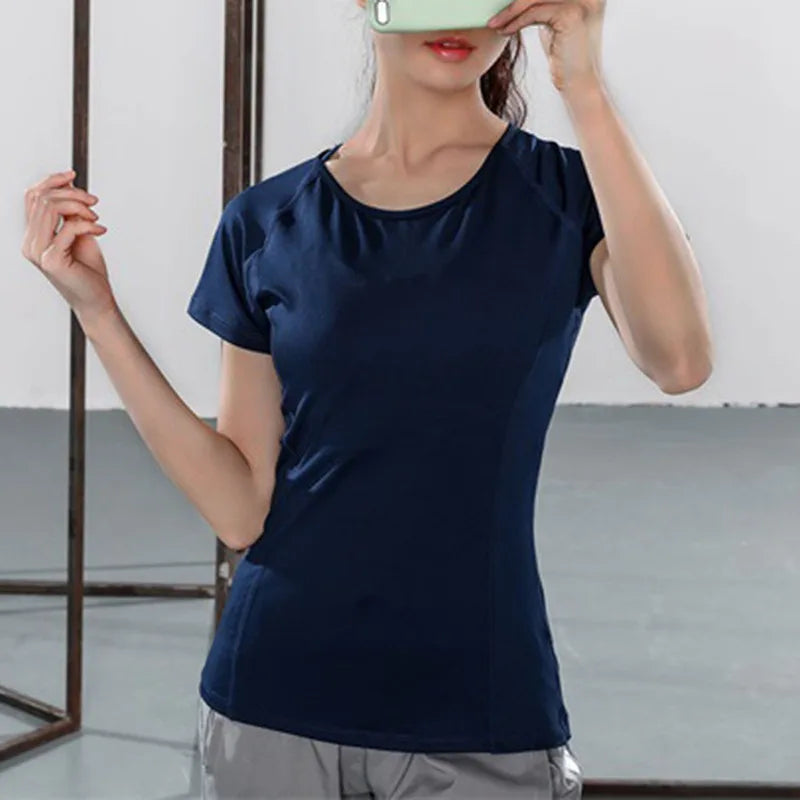 Women Summer T Shirts Slim Fit For Sports Fitness Yoga Short Sleeve Yoga Top Mesh Womens Gym Shirt Sport Wear