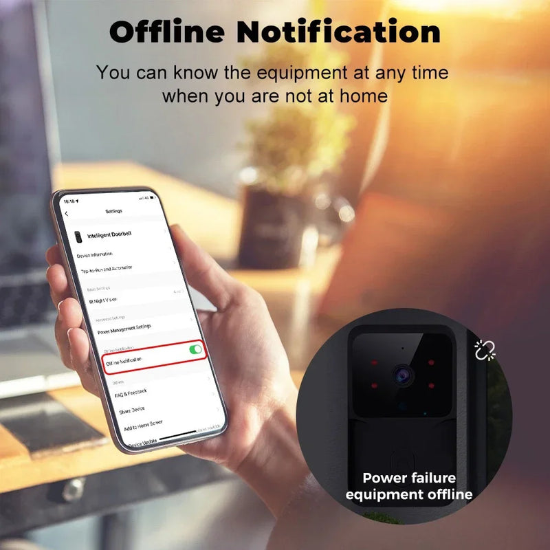 Tuya WiFi Doorbell, Wireless Camera Bell for Home Security, Compatible with Alexa & Google, DC/AC/Battery Powered