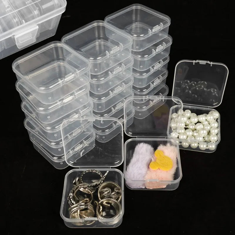 30/14x Clear Rhinestone Boxes Plastic Organizer 5D Nail Art Accessories Containers Art Craft Bead Seed Jewelry Tabletop Storage