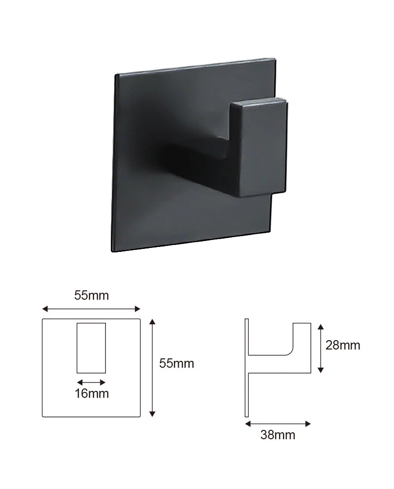 1-4Pcs Strong Adhesive Wall Hook Sticker Hanging Coat Rack Clothes Hanger Shower Robe 3M Hook Kitchen Bathroom Towel hooks Black