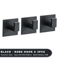 1-4Pcs Strong Adhesive Wall Hook Sticker Hanging Coat Rack Clothes Hanger Shower Robe 3M Hook Kitchen Bathroom Towel hooks Black