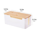 Cable Management Box with Bamboo Lid for Extension Cord Power Stripe Surge Protector Wire Concealer Organizer Cover Hider
