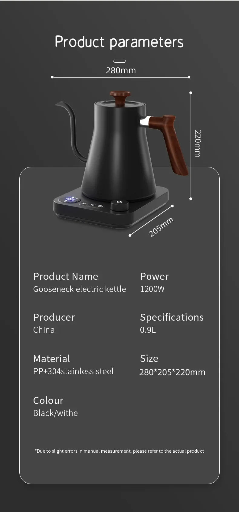 900ML Intelligent Constant Temperature Electric Kettle Hand Brewed Coffee Pot Gooseneck Pot Used for Brewing Milk Powder