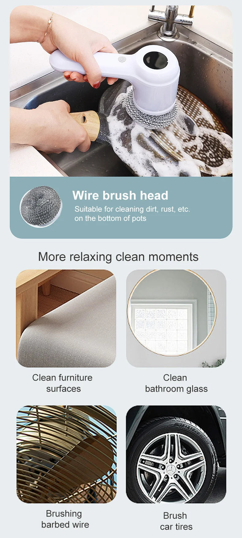 USB Electric Rotary Scrubber Cleaning Brush,With 5 Brush Head Electric cleaning brush,For ,Kitchen,Bathtub Tile Scrubber