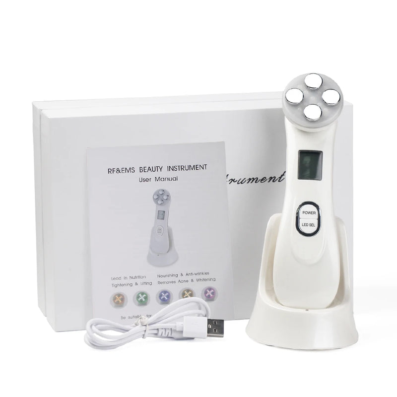 5-IN-1 RF Radio Frequency EMS Electroporation LED Photon Beauty Device Skin Lifting Tighten Anti-Wrinkle Skin Care Face Massager