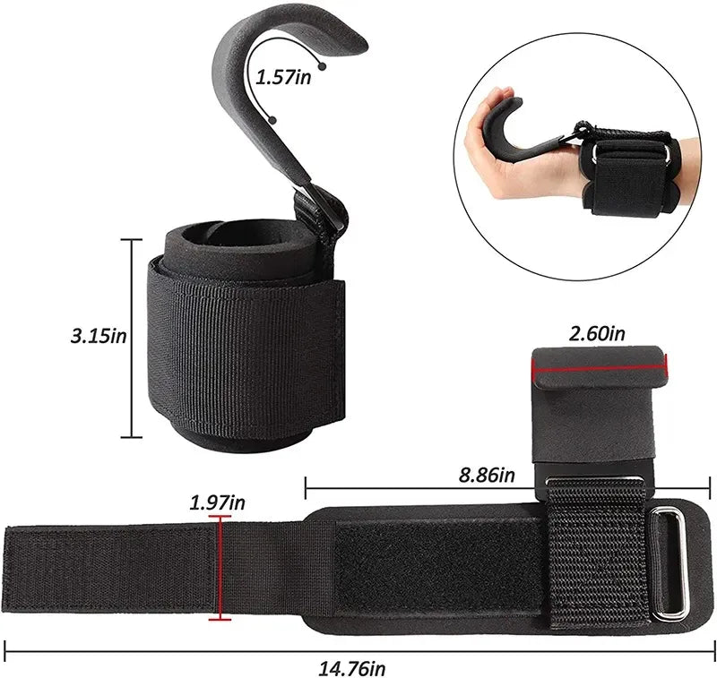 Weight Lifting Hook Grips With Wrist Wraps Hand-Bar Wrist Strap Gym Fitness Hook Weight Strap Pull-Ups Power Lifting Gloves
