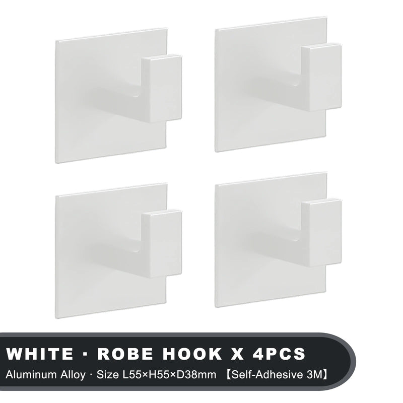 1-4Pcs Strong Adhesive Wall Hook Sticker Hanging Coat Rack Clothes Hanger Shower Robe 3M Hook Kitchen Bathroom Towel hooks Black
