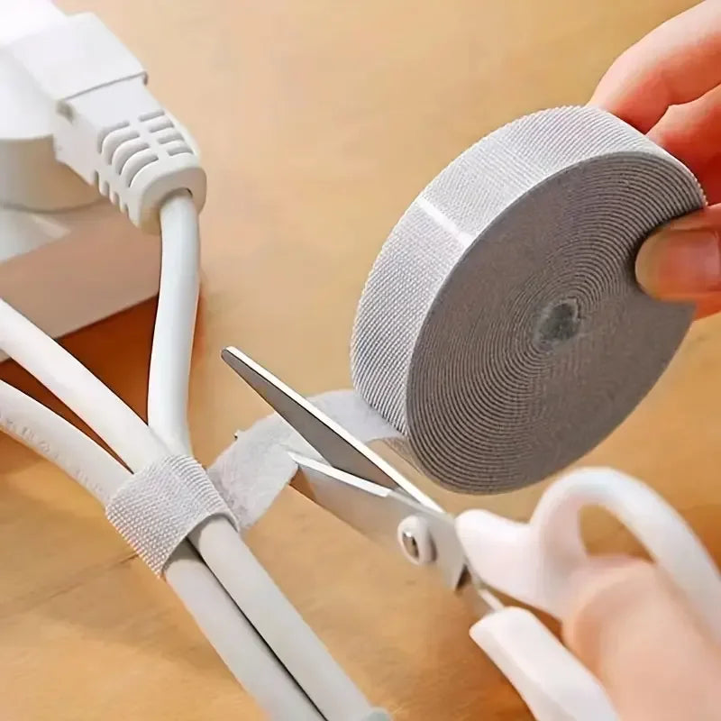 5M Cable Manager Data Cable Storage Artifact Velcro Reusable Cable Tie Nylon Free Cut Desk Wire Organizer Cable Binding Tape