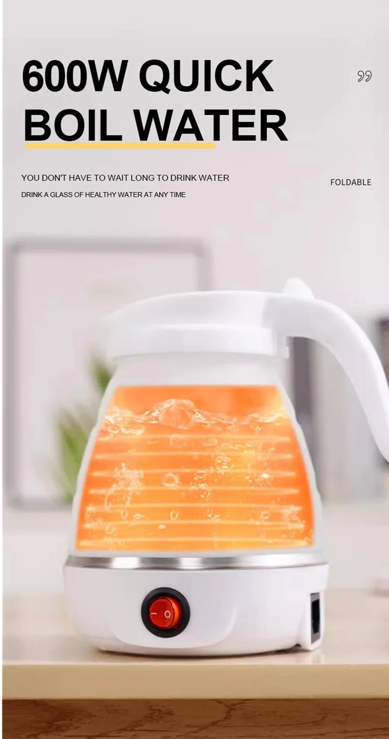 600ML Foldable And Portable Teapot Water Heater Household Travel Electric Water Kettle Kitchen Appliances Water Boiling Pot