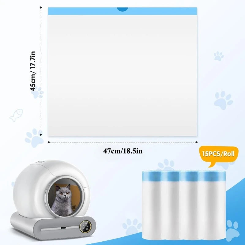 90 Count Cat Litter Bags for Automatic Litter Box Extra-Thick Cat Litter Box Liners for MeoWant/catlink/Tonepie Toilette