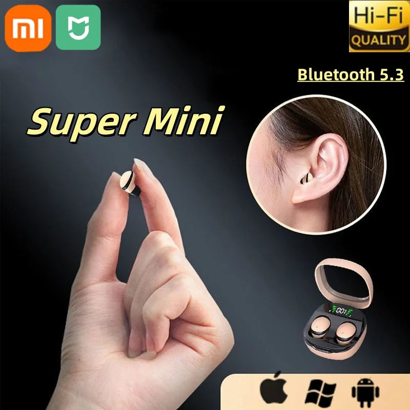 Xiaomi Mini Wireless Bluetooth 5.3 Headset Small Earbuds Sleep Work Music Sports Invisible HD HIFI Bass Sound Quality Earphones