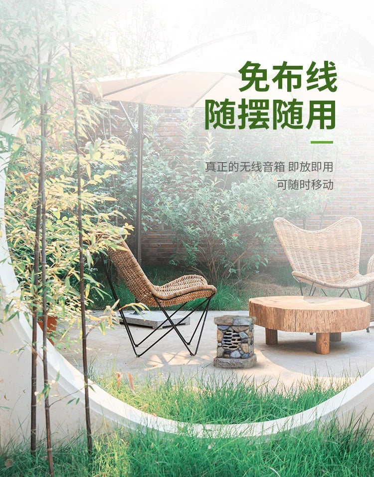 Solar wireless Bluetooth speaker outdoor waterproof sound garden villa sound imitation stone lawn speaker