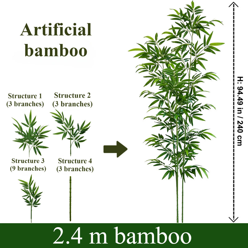 Artificial Green Bamboo PU+PVC Non-fading Light Luxury Demolition Bamboo Indoor and Outdoor Courtyard Decoration 1.2M To 2.4M