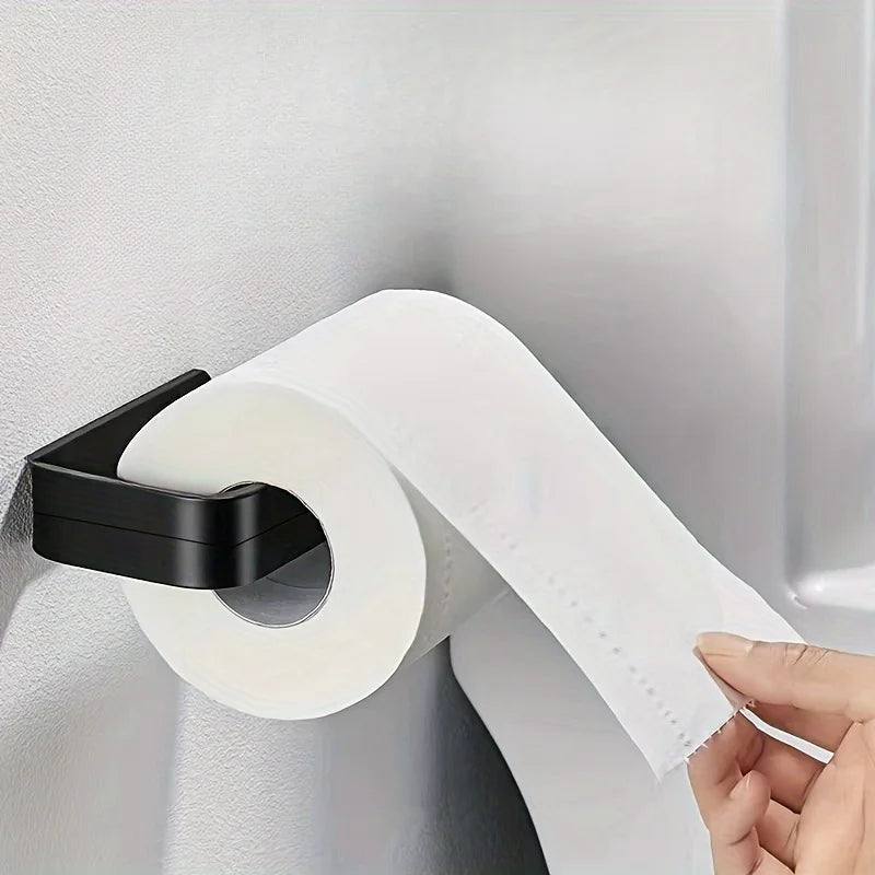 1pc Wall-Mounted Toilet Paper Holder - No Drilling Required, Space-Saving Bathroom Towel Rack & Storage Rack