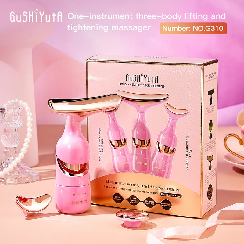 3 In 1 Facial Lifting Device Neck Facial Eye Massage Face Slimmer EMS Beauty Skin Tightening Wrinkle Anti Aging Face Massager