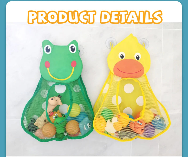 Baby Bath Toys Cute Duck Frog Mesh Net Toy Storage Bag Strong Suction Cups Bath Game Bag Bathroom Organizer Water Toys for Kids