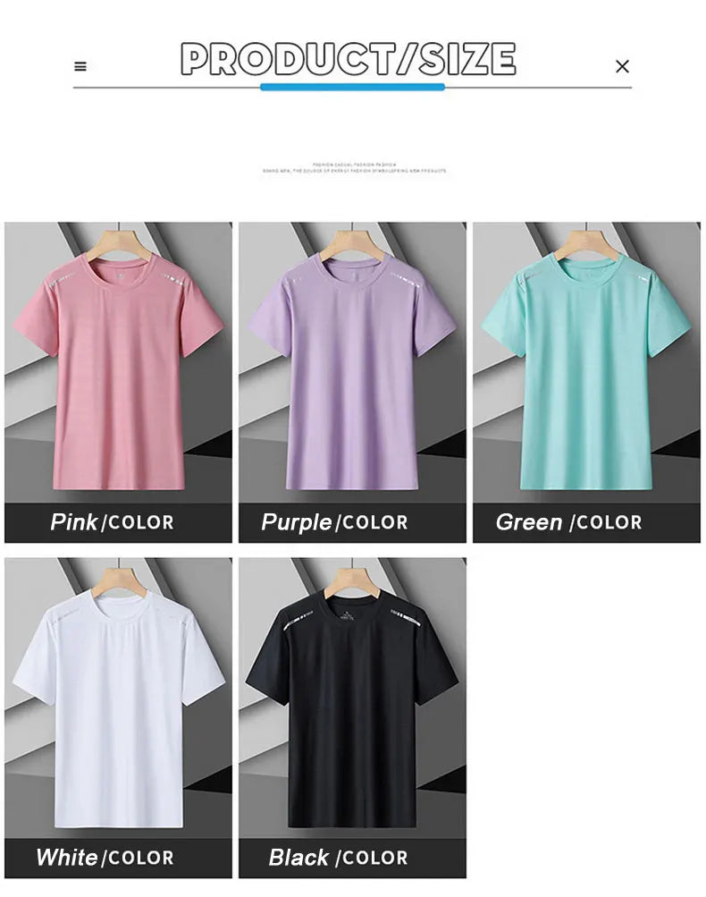 Women Running T-Shirt Reflective High Elastic Breathable Running Sports T-Shirt Summer Quick-Drying Ice Silk Cool Short Sleeves