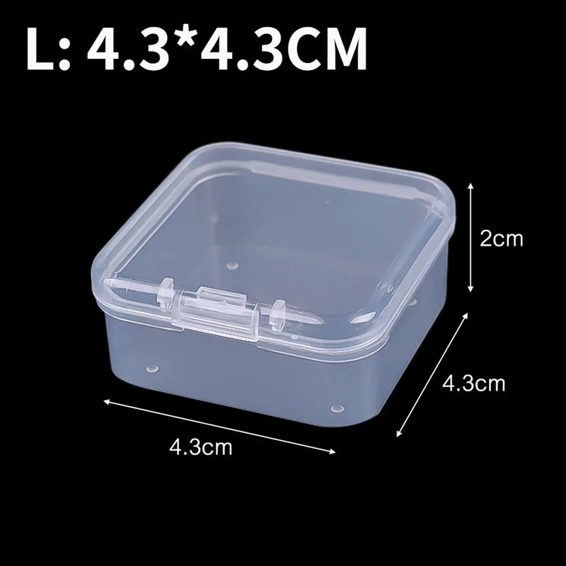 60/6PCS Mini Storage Box Transparent Square Plastic Box Earrings Jewelry Packaging Storage Small Square Box Jewelry Organizer