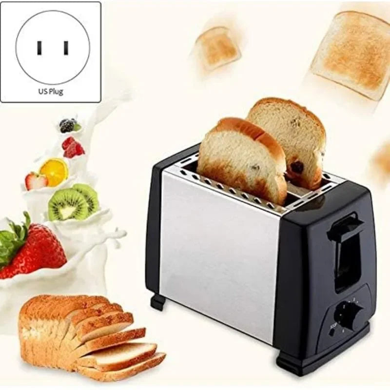 750W Electric 2-Slice Toaster Machine with Removable Crumb Tray, 6-Shade Toast Setting, Compact for Toasting Puff Pastry Waffles