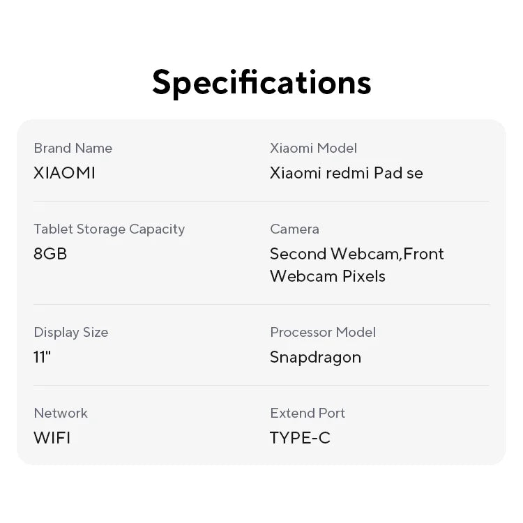 Xiaomi Redmi Pad SE 11 6GB/128GB 8GB/256GB Wifi EU Charger Global Version