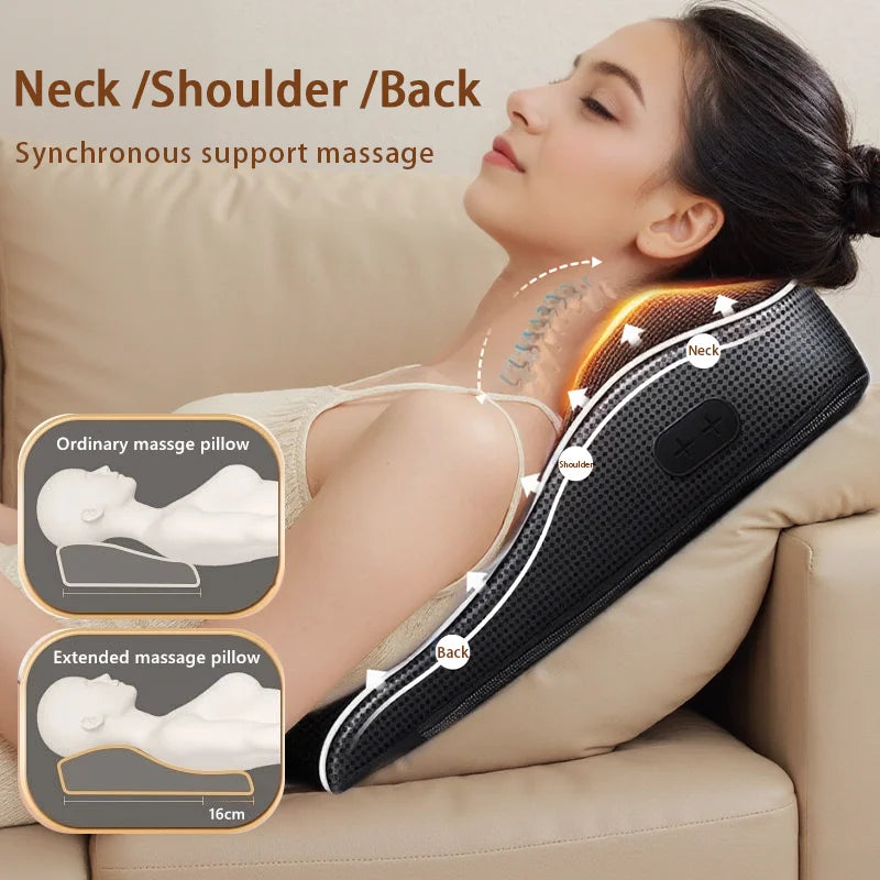 Electric Cervical Pillow For Neck Airbag Ttraction Shiatsu Head Body Back Waist Massager Car With Heating Vibrating Massage