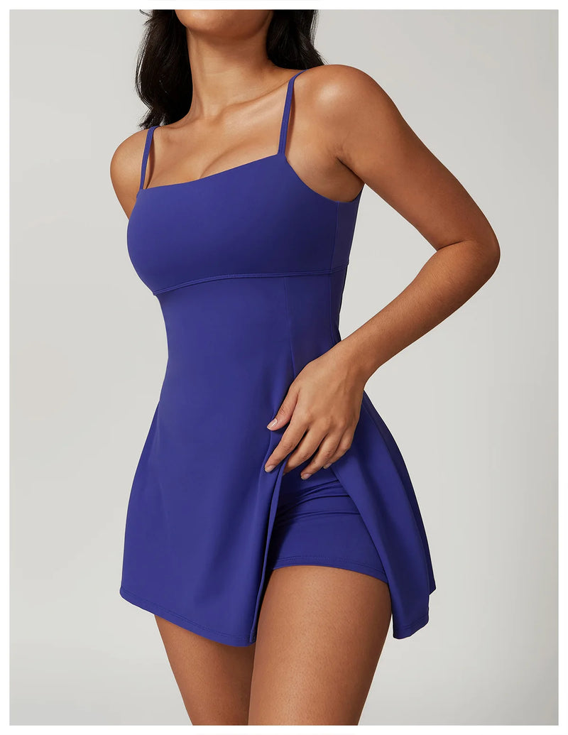 Women's Yoga Rompers Backless One Piece Tummy Control Dress Jumpsuit Padded Sports Bra Romper Fashion Fitness Sportwear