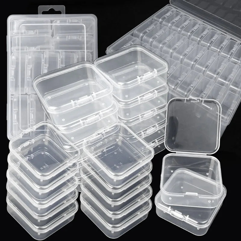 30/14x Clear Rhinestone Boxes Plastic Organizer 5D Nail Art Accessories Containers Art Craft Bead Seed Jewelry Tabletop Storage