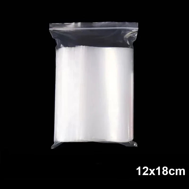 300/100PCS Transparent Zip Bags Food Jewelry Vacuum Storage Bag Plastic Thicken Reclosable Poly Bag Kitchen Organization Package
