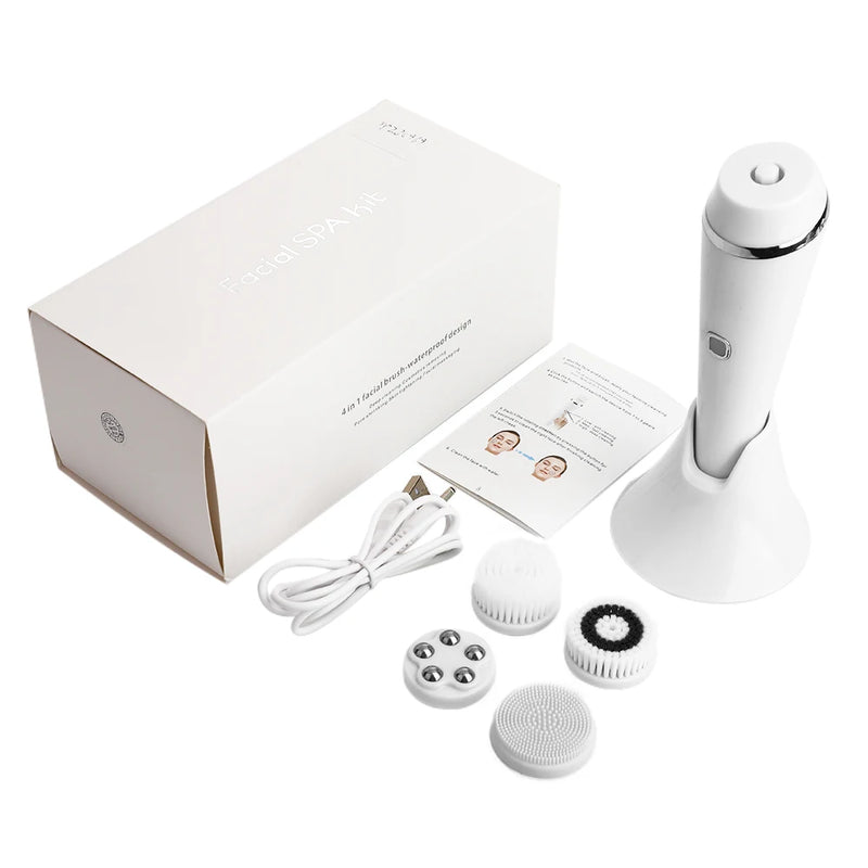 4 in 1 Electric Facial Cleansing Brush Sonic Waterproof Rotate Rechargeable Face Cleaning Device Pore Cleaner Skin Care Tool