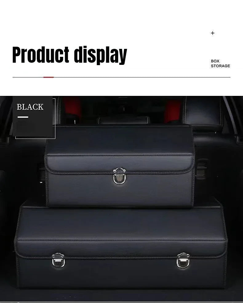 Car Trunk Organizer Organizers And Storage Suv Faux Leather Foldable Trunk Multi-Compartment Adjustable Auto Grocery Storage Box