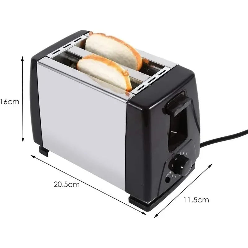 750W Electric 2-Slice Toaster Machine with Removable Crumb Tray, 6-Shade Toast Setting, Compact for Toasting Puff Pastry Waffles