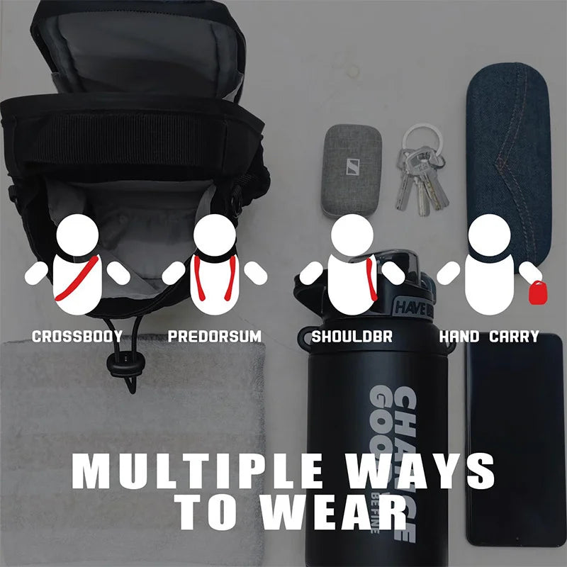 Gym Water Bottle Magnetic Bag-Ultra-Light Water-Resistant, Multi-Way Wear with Adjustable Straps for Fitness