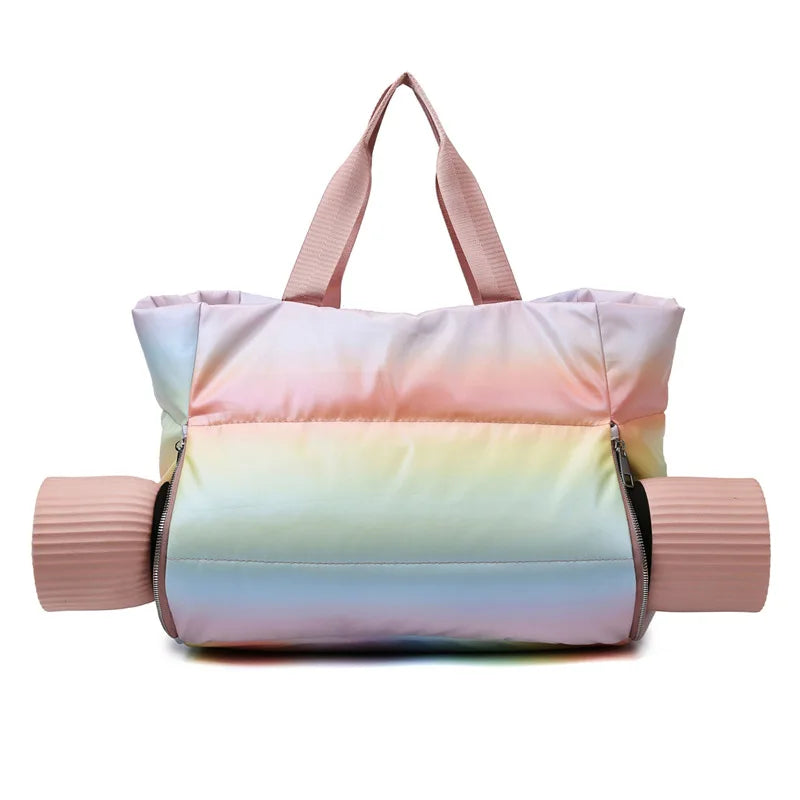 Yoga Mat Bag Women Gym Bag Tote Fitness Sports Large Capacity Travel Shoulder Bag Zipper Storage Bags Winter Ladies Wet Dry Pack