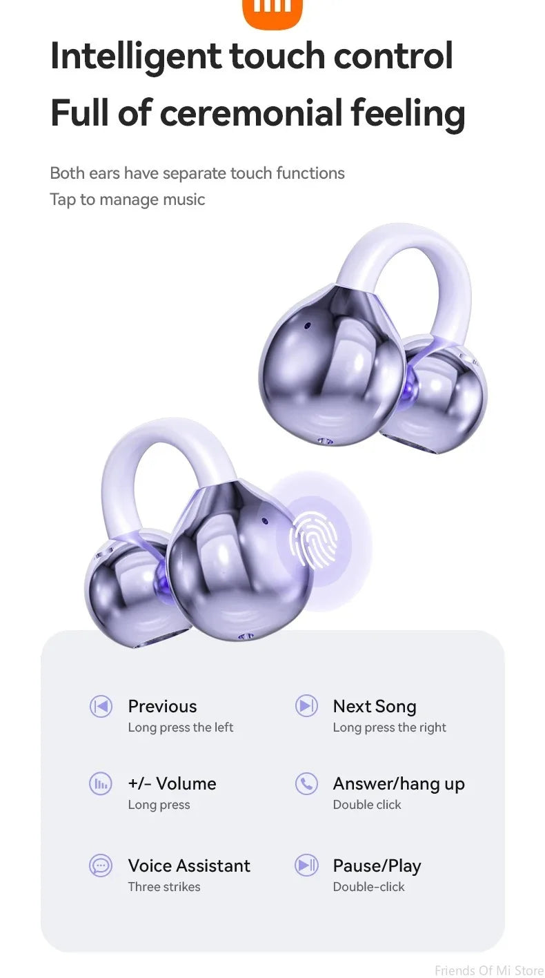 Xiaomi Open Ear Clip Earbuds ENC Wireless Bluetooth5.4 Headphone Noise Cancelling Earphone With Mic For Android iOS