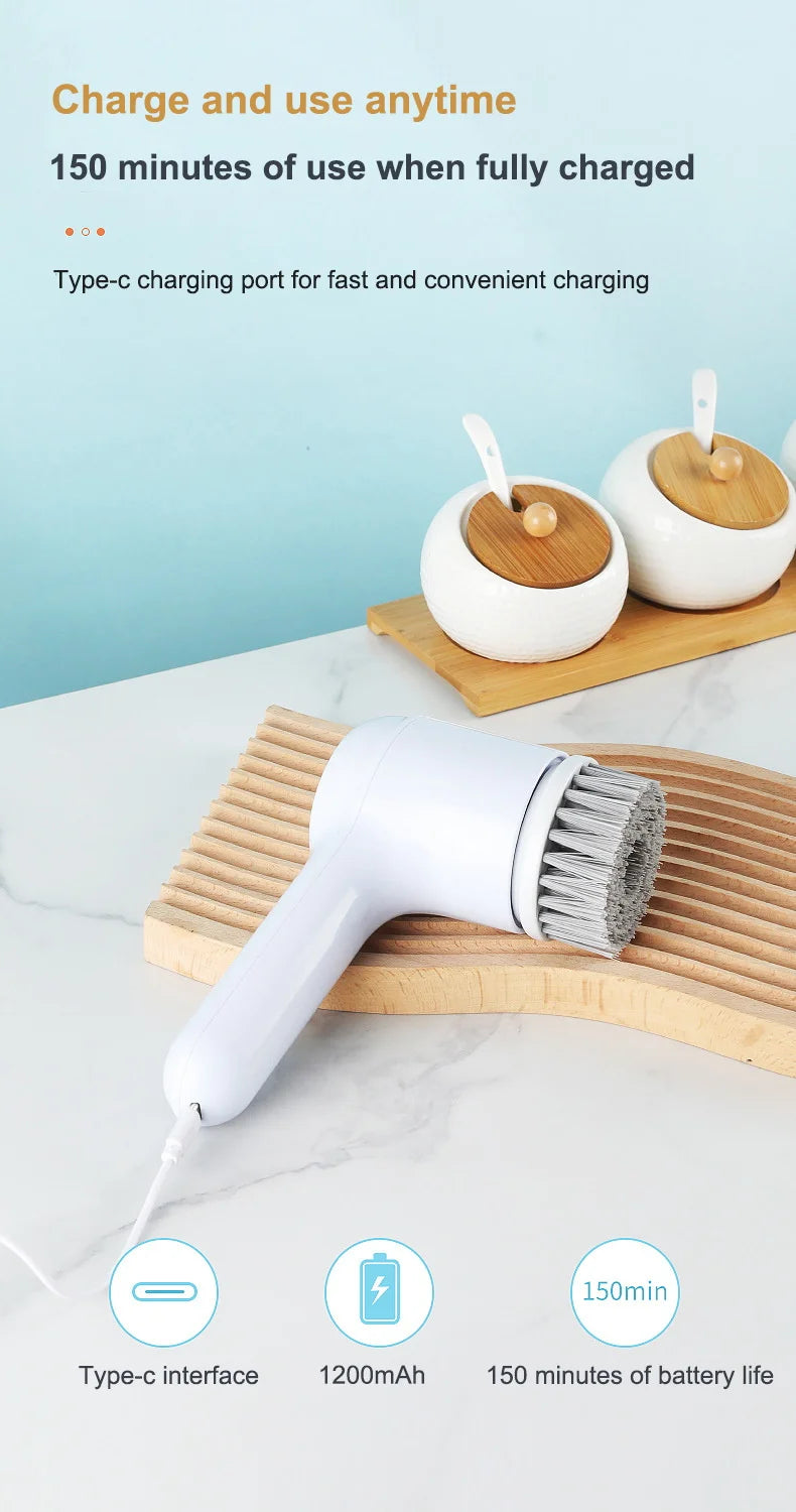 USB Electric Rotary Scrubber Cleaning Brush,With 5 Brush Head Electric cleaning brush,For ,Kitchen,Bathtub Tile Scrubber