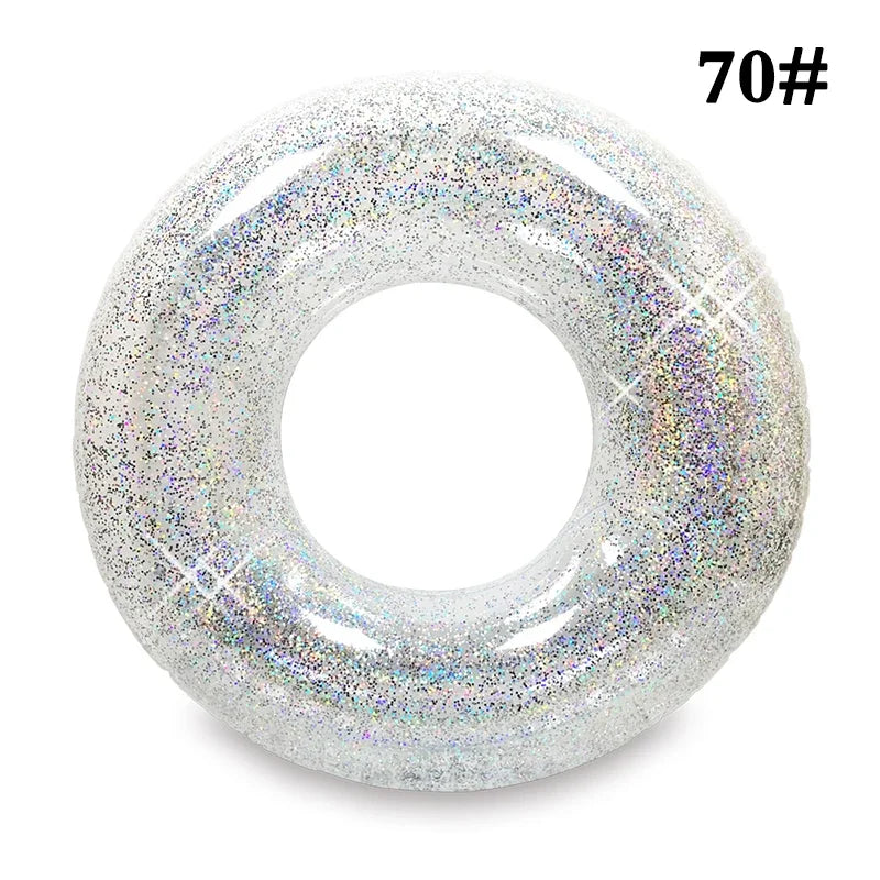 Summer Inflatable Transparent Sequin Swimming Ring For Adults And Children Inflatable Pool Men And Women Water Play Accessories