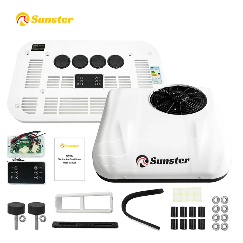 12V 24V RV Air Conditioner Rooftop Air Conditioner for Cooling Easy-to-install RV DC Unit for RVs Camper Trucks CaravanEtc.
