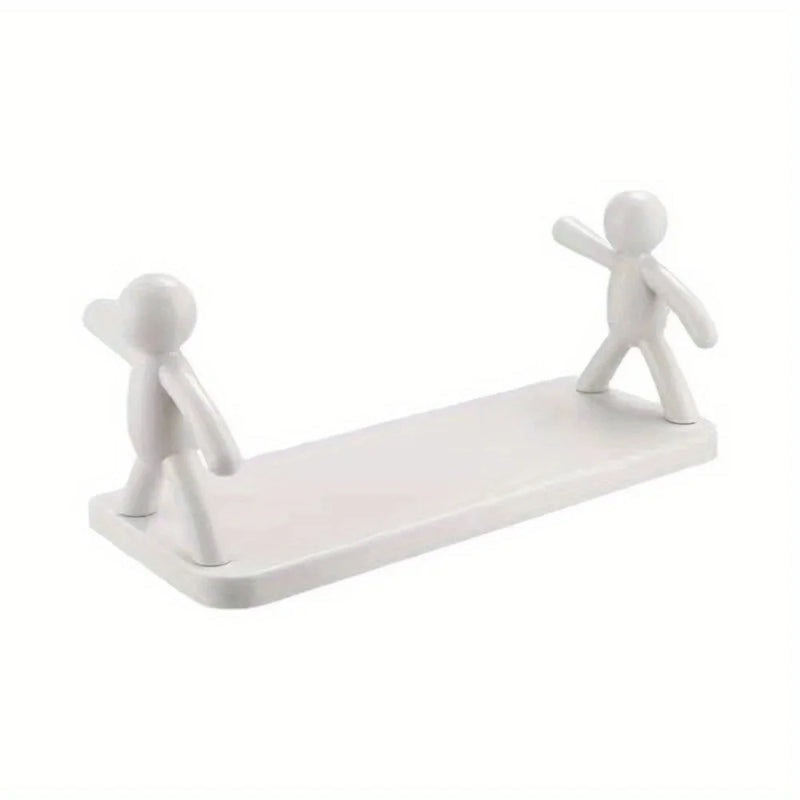 1pc Small Person Storage Rack Cartoon Non Punch Storage Rack Toilet Bathroom Cosmetics Storage Rack Seasoning Jar Sorting Rack