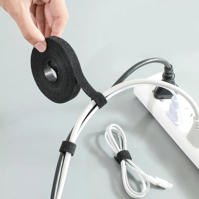 5M Cable Manager Data Cable Storage Artifact Velcro Reusable Cable Tie Nylon Free Cut Desk Wire Organizer Cable Binding Tape